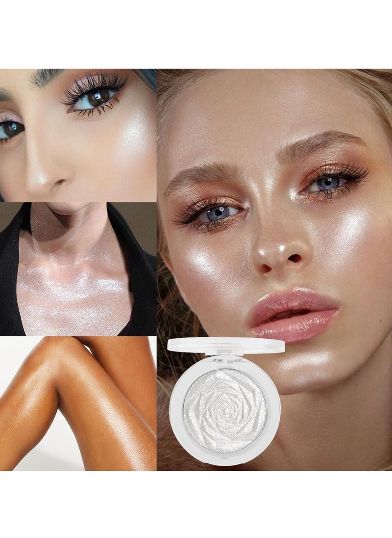 evpct Pearl White Silver Face Highlighter Makeup, White Shimmer Glitter Diamond Sparkly Highlighters Makeup Eyeshadow Palette Powder for Face Body Cheek Skin, inner corner Eye Highlighter Makeup 01