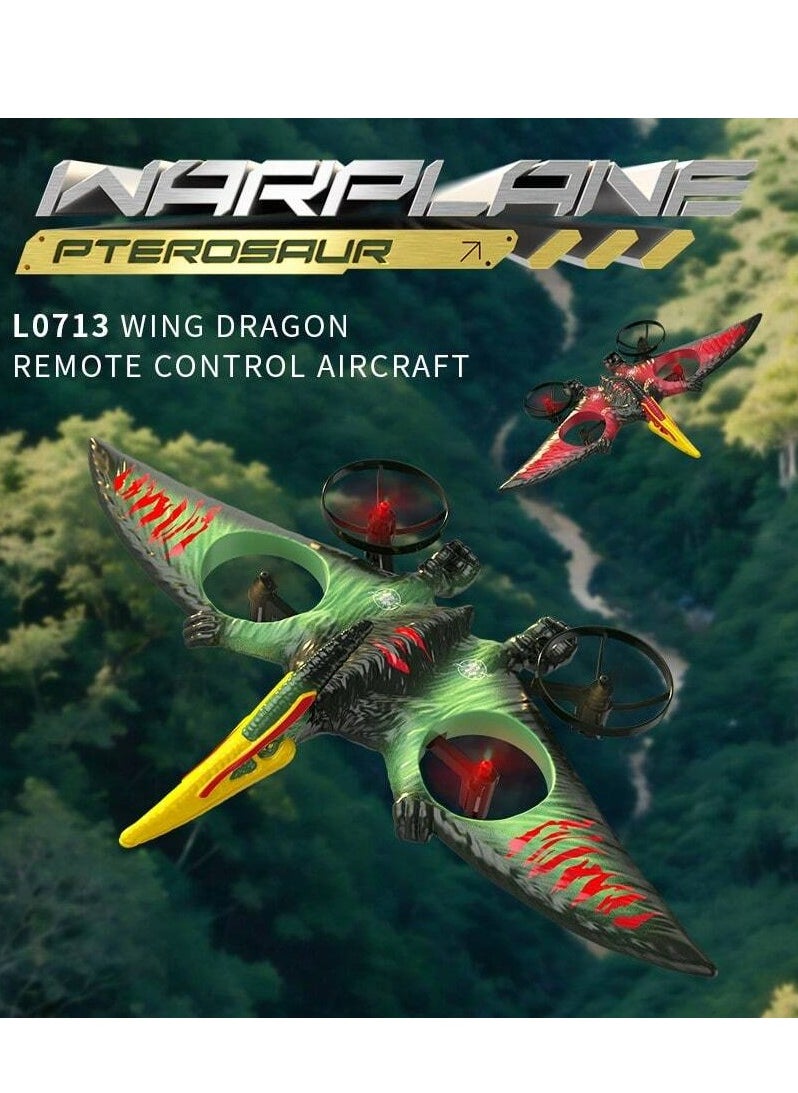 RC Pterosaur Plane – 2.4GHz Remote Control Quadcopter with Fixed-Wing Design, Auto Hover, 360° Stunts, Durable EPP Foam, LED Lights, USB Charging, Perfect for Kids, Beginners & Adults Remote Control Aircraft