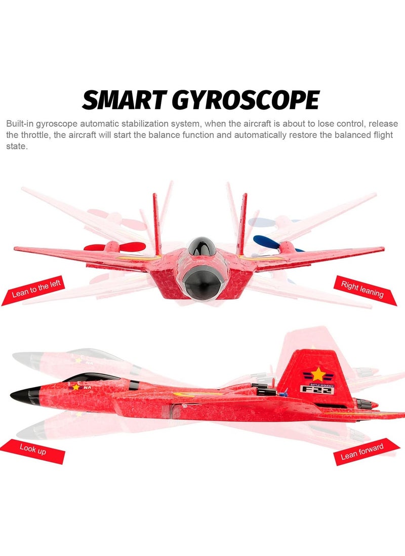 RC Plane, F22 Airplane Fighter Ready to Fly, 2.4Ghz 2 Channel Remote Control Airplanes Toy for Boys Girls Kids Beginners, Assorted Colors Red