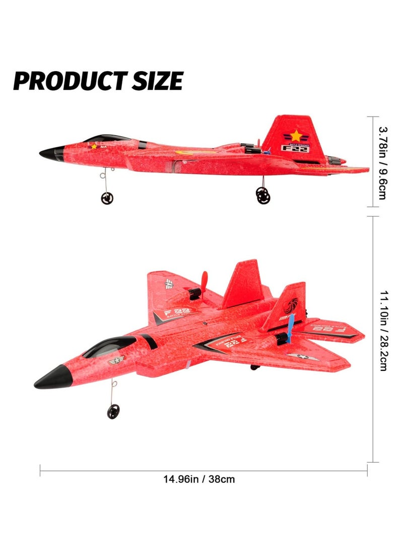 RC Plane, F22 Airplane Fighter Ready to Fly, 2.4Ghz 2 Channel Remote Control Airplanes Toy for Boys Girls Kids Beginners, Assorted Colors Red