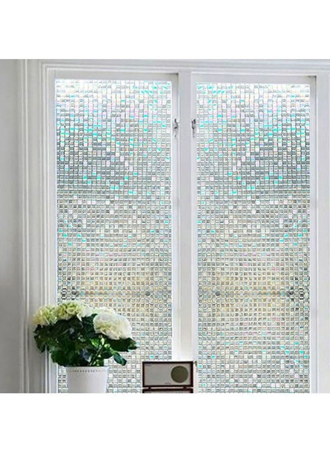 Mosaic Square Stained Glass Pattern Window Film Multicolour 45x100cm