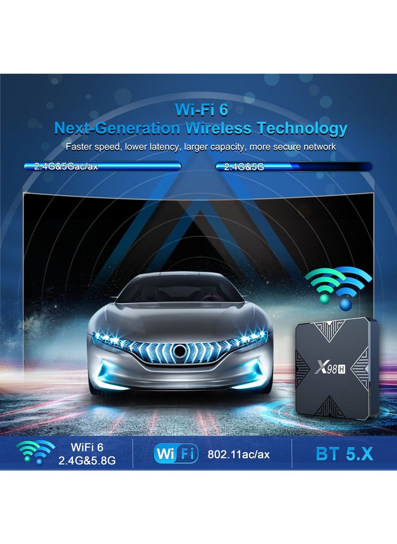 Android12.0 Bluetooth Dual WiFi 4K UHD TV Box With Remote X98H Black