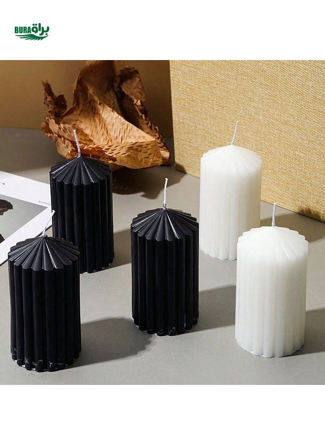 1pc Handmade Striped Pillar Scented Candle Decor With Minor Color Difference