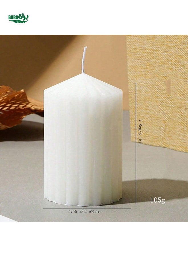 1pc Handmade Striped Pillar Scented Candle Decor With Minor Color Difference