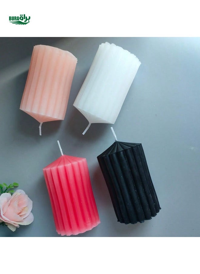 1pc Handmade Striped Pillar Scented Candle Decor With Minor Color Difference