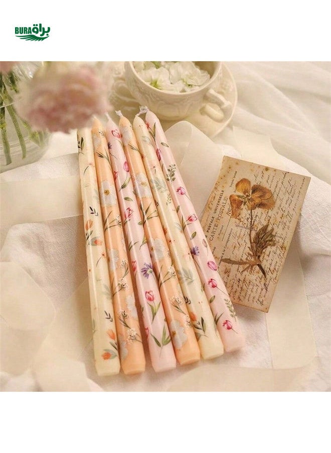 2pcs/Box Printed Long Candle Christmas, Winter,Holiday,Halloween