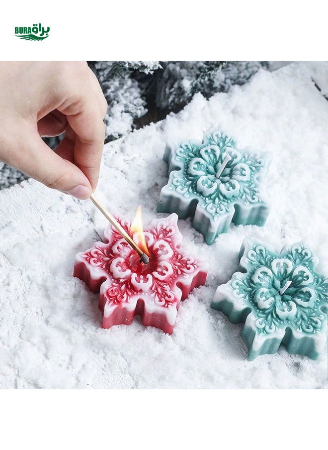 1pc Christmas Snowflake Soy Wax Scented Candle, INS Christmas Fragrance Gift Set Creative Handmade Candle Decor