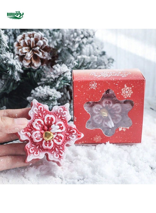 1pc Christmas Snowflake Soy Wax Scented Candle, INS Christmas Fragrance Gift Set Creative Handmade Candle Decor