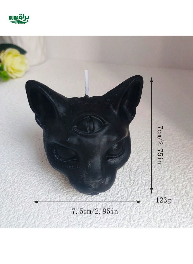 1pc Three-Eyed Cat Scented Candle, Handmade Fragrance Decoration, Slight Color Difference