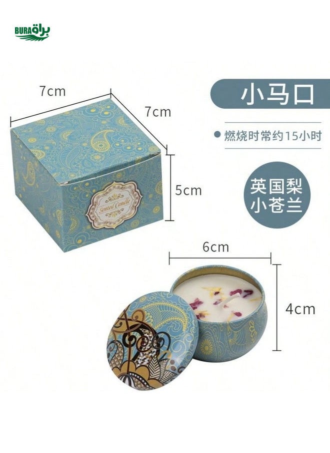 1 Piece Jasmine & Gardenia Scented Soy Candle In Random Iron Tin Box, Smokeless Candle As Birthday Gift