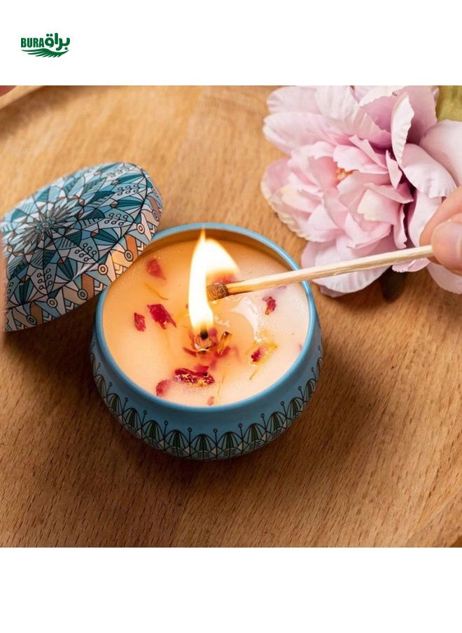 1 Piece Jasmine & Gardenia Scented Soy Candle In Random Iron Tin Box, Smokeless Candle As Birthday Gift