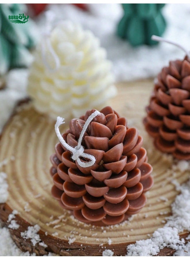 1pc Christmas Pinecone Scented Candle, Fragrant And Suitable For Enhancing The Ambiance In Bedroom, Study Or Living Room, Great Christmas Gift For Friends