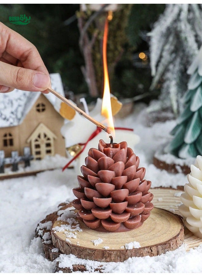 1pc Christmas Pinecone Scented Candle, Fragrant And Suitable For Enhancing The Ambiance In Bedroom, Study Or Living Room, Great Christmas Gift For Friends