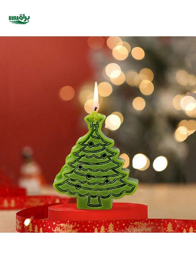 1pc Christmas Tree Shaped Candle Holder, Creative Home Decor, Photo Prop For Christmas, Festive Gift, Gift For Mom, Friend, Orange/Green/Purple Scented Candle