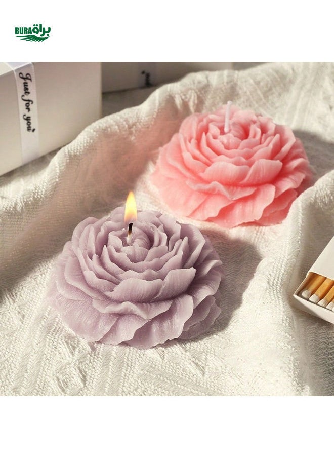 1Pc New Peony Fragrance Incense Candle Flower Shaped Handmade Candle Romantic Atmosphere Aromatherapy Candle Party Photography Prop