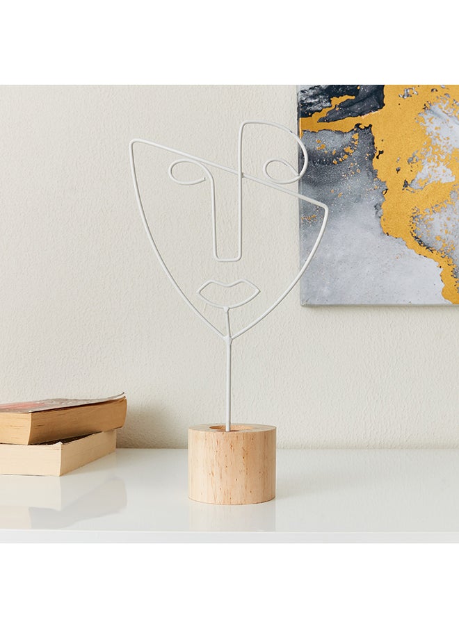 Eva Metal Candle Holder With Wooden Base 18 x 28 x 8 cm