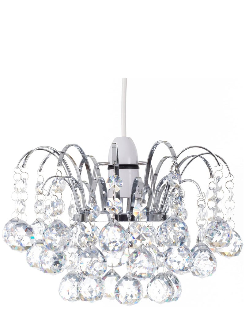 Klass Home K9 Crystal Faceted Oriel Light Shade - Chrome Pendant Chandelier Ceiling Light Shade for Living Room, Bedroom, Kitchen