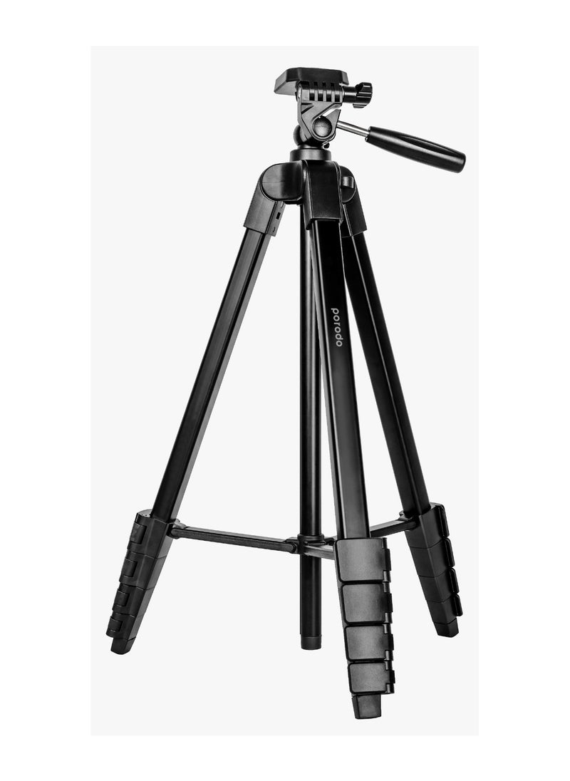 Professional Gimbal Tripod 171Cm Height / Broad Compatibility / Phone Mount Included / Aluminum Tripod - Black