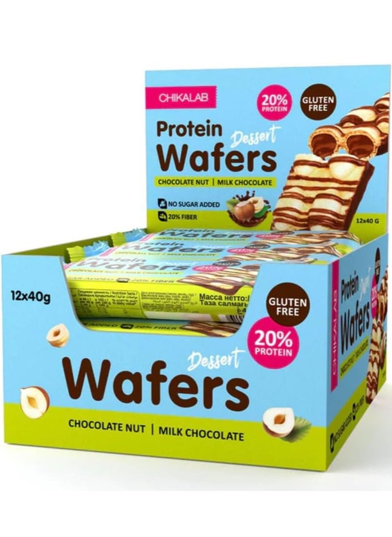 Protein Wafers Choco Nut+Milk Choco Pack of 12 40g