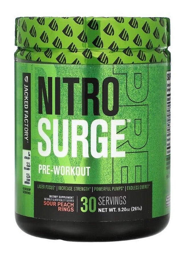 Nitro Surge Pre Workout Sour Peach Rings 9.2 oz 261 g