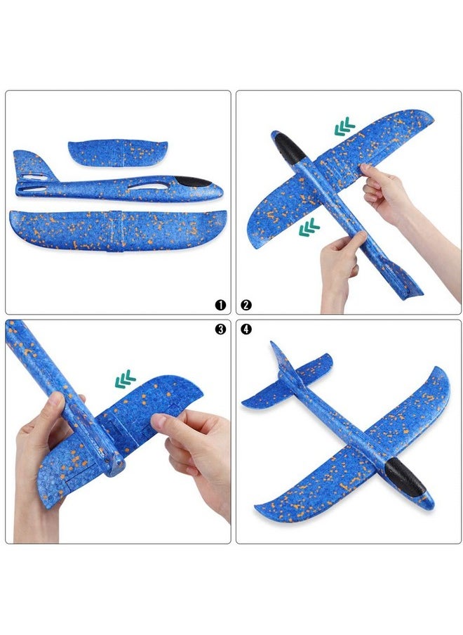 2 Pack Throwing Foam Airplanes, 13.7 Inches 2 Flight Mode Glider Inertia Planes Model, Manual Launch Epp Flying Aircraft Planes For Kids Outdoor Sport
