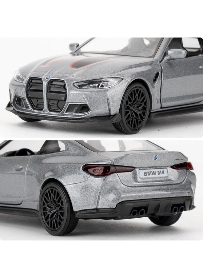 1/36 Bmw M4 Csl Model Car, Alloy Toy Car With Pullback Function, Suitable For Collecting And Decorating Model Toys, Car Gifts For Boys And Girls (Grey)