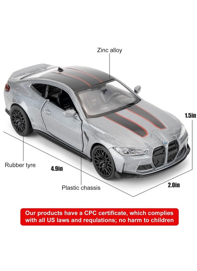 1/36 Bmw M4 Csl Model Car, Alloy Toy Car With Pullback Function, Suitable For Collecting And Decorating Model Toys, Car Gifts For Boys And Girls (Grey)