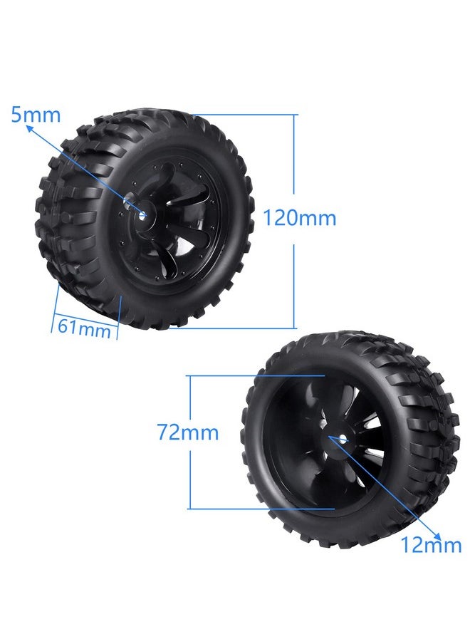 Pre-Glued 12Mm Hex 1/10 Scale Rc Truck Tires And Wheels For Traxxas Rustler Stampede 4X4 Vxl 2Wd, Redcat Volcano Epx Pro S30 Blackout Xte Pro, Mounted With Foam Inserts (4-Pack)