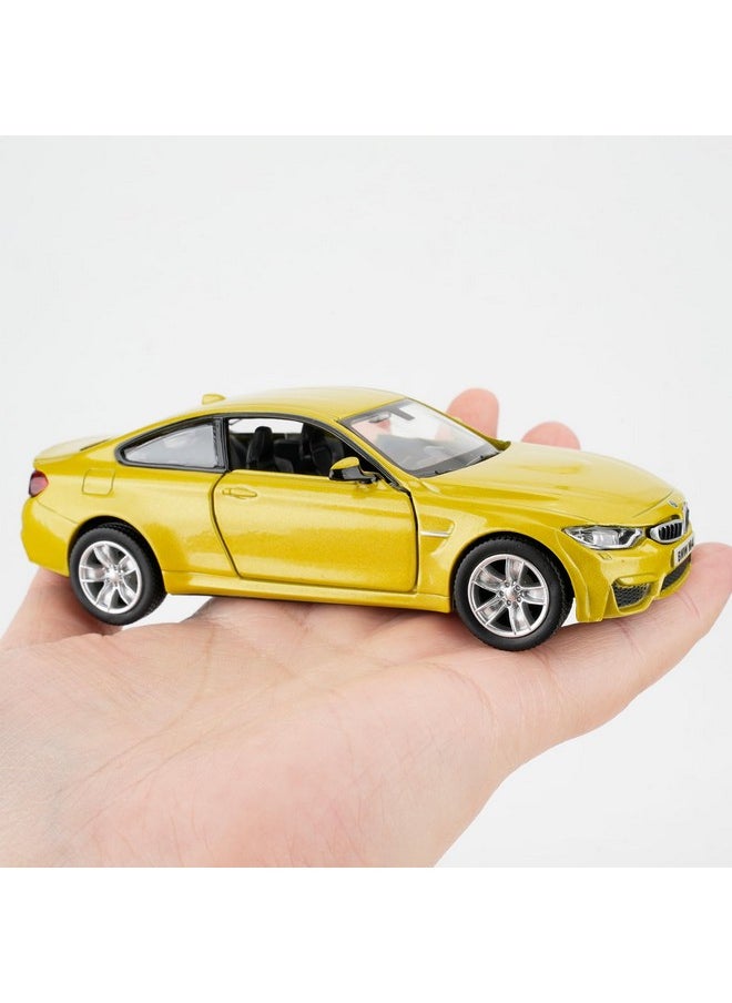 1/36 Bmw M4 Alloy Car Model, Pull Back Function Toy Car, Suitable For Collecting And Decorating Model Toys, A Birthday Gift For Boys And Girls (Yellow)
