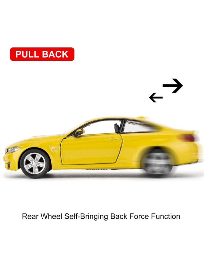 1/36 Bmw M4 Alloy Car Model, Pull Back Function Toy Car, Suitable For Collecting And Decorating Model Toys, A Birthday Gift For Boys And Girls (Yellow)