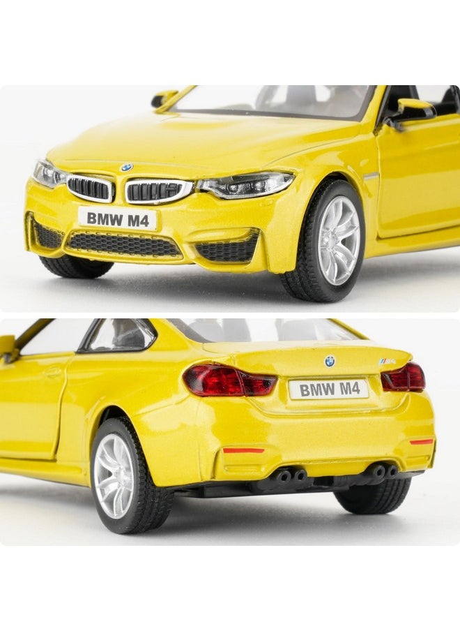 1/36 Bmw M4 Alloy Car Model, Pull Back Function Toy Car, Suitable For Collecting And Decorating Model Toys, A Birthday Gift For Boys And Girls (Yellow)