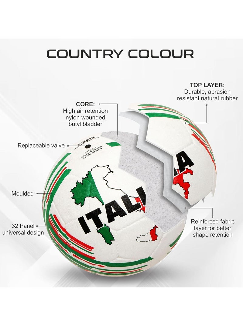 Country Colour England Football (White/Red, Size 5) | Machine Stitched | Rubberized Moulded | 12 Panel | Waterproof | Soccer Ball