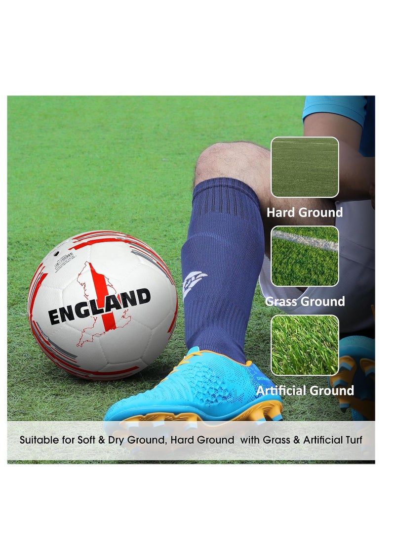 Country Colour England Football (White/Red, Size 5) | Machine Stitched | Rubberized Moulded | 12 Panel | Waterproof | Soccer Ball