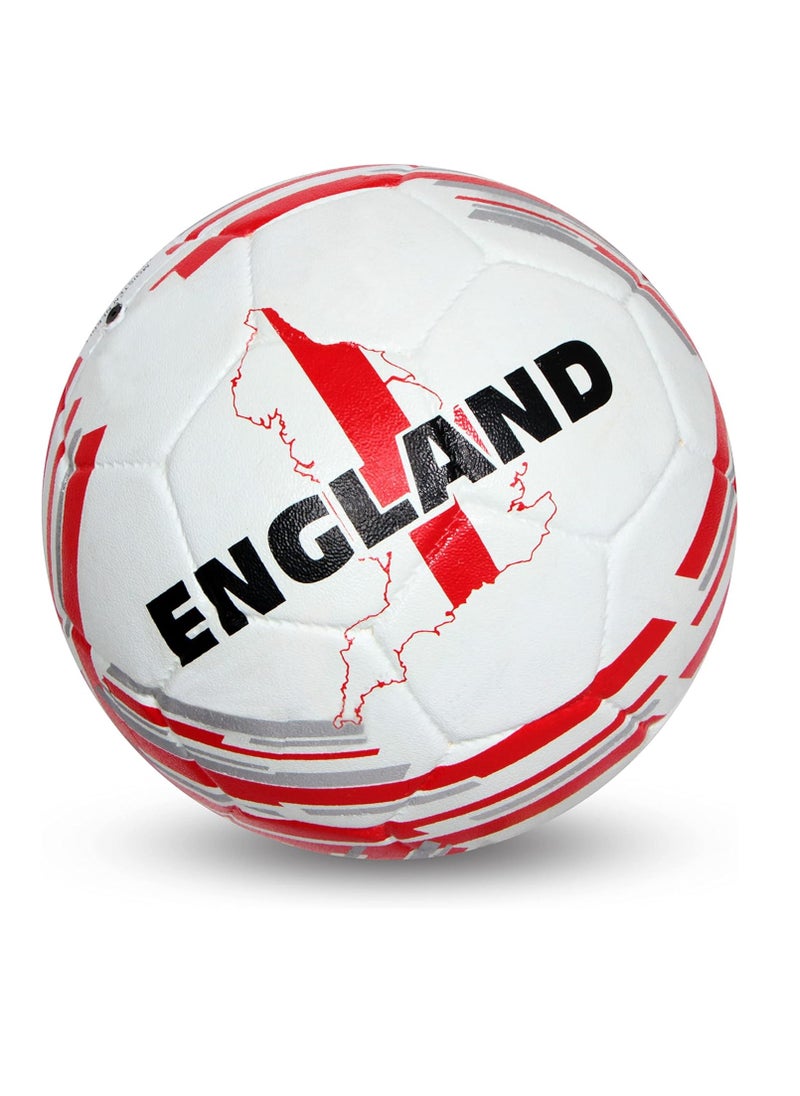 Country Colour England Football (White/Red, Size 5) | Machine Stitched | Rubberized Moulded | 12 Panel | Waterproof | Soccer Ball