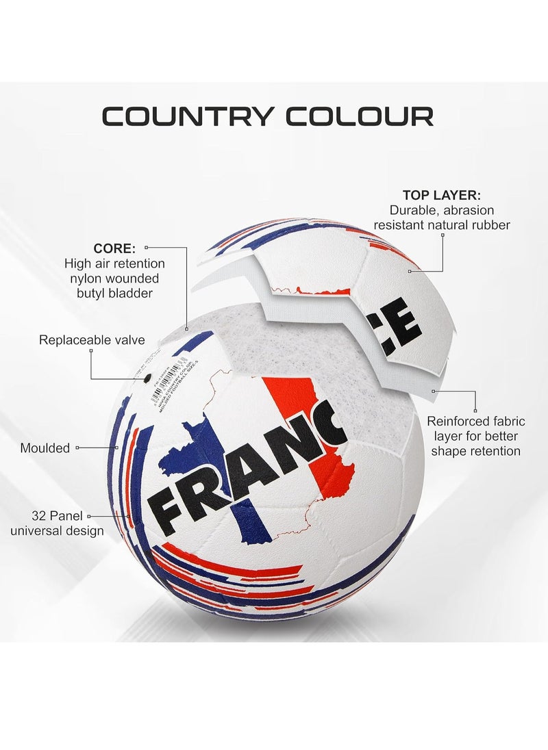 France Footbal Country Colour Rubber Football (Size: 5, Color : Multicolour, Ideal for : Training/Match)