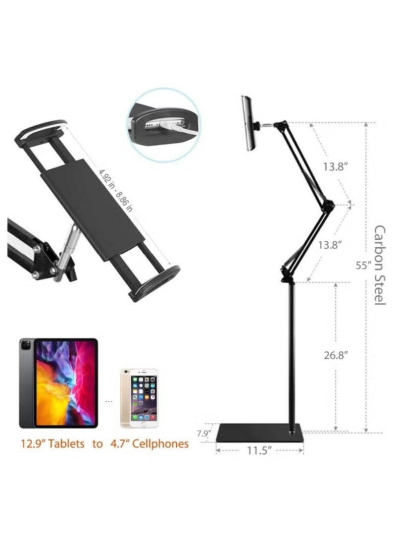 New Universal Floor Adjustable Tablet Stand Holder: 360-Degree Rotation for Phone & Tablet