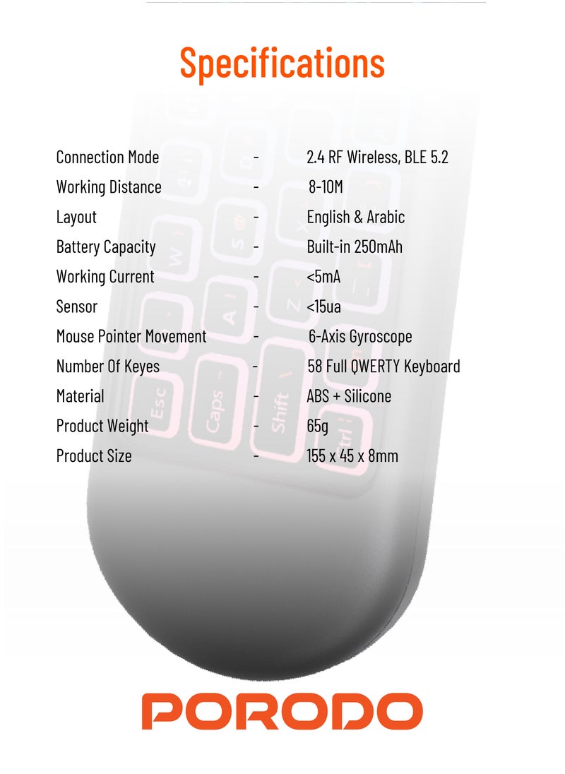 Air Mouse Remote Mini Keyboard 6-Axis Gyro Sensor