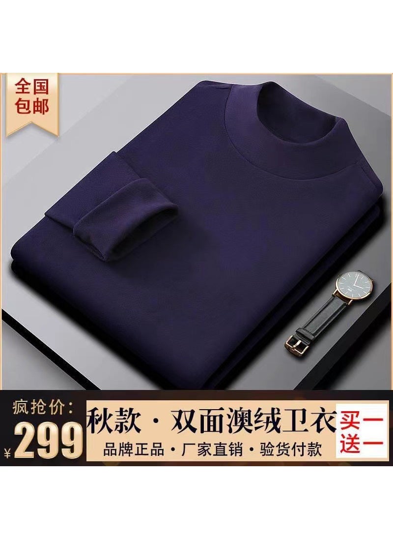 Wei Yi double-sided German velvet semi-high collar T-shirt 2023 Spring Festival warm clothing factory outletNavy Navy