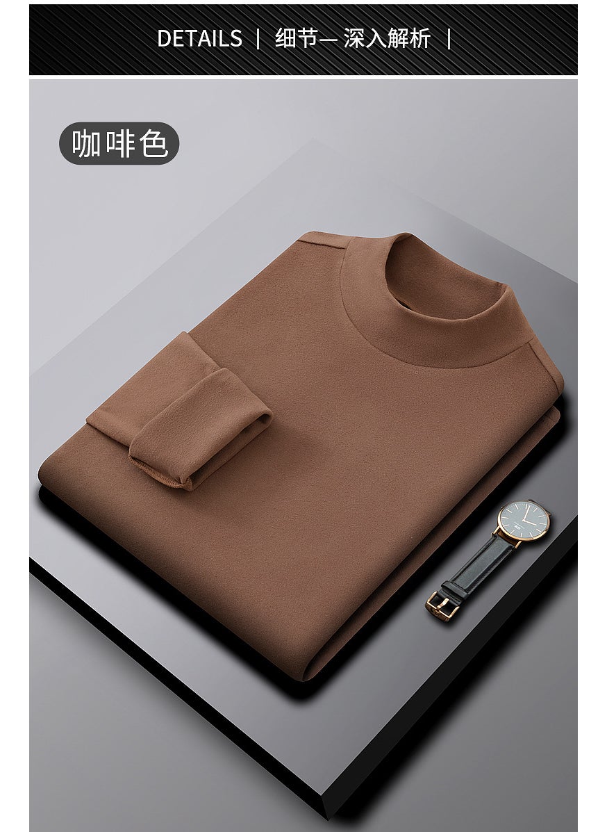 Wei Yi double-sided German velvet semi-high collar T-shirt 2023 Spring Festival warm clothing factory outletCoffee Coffee