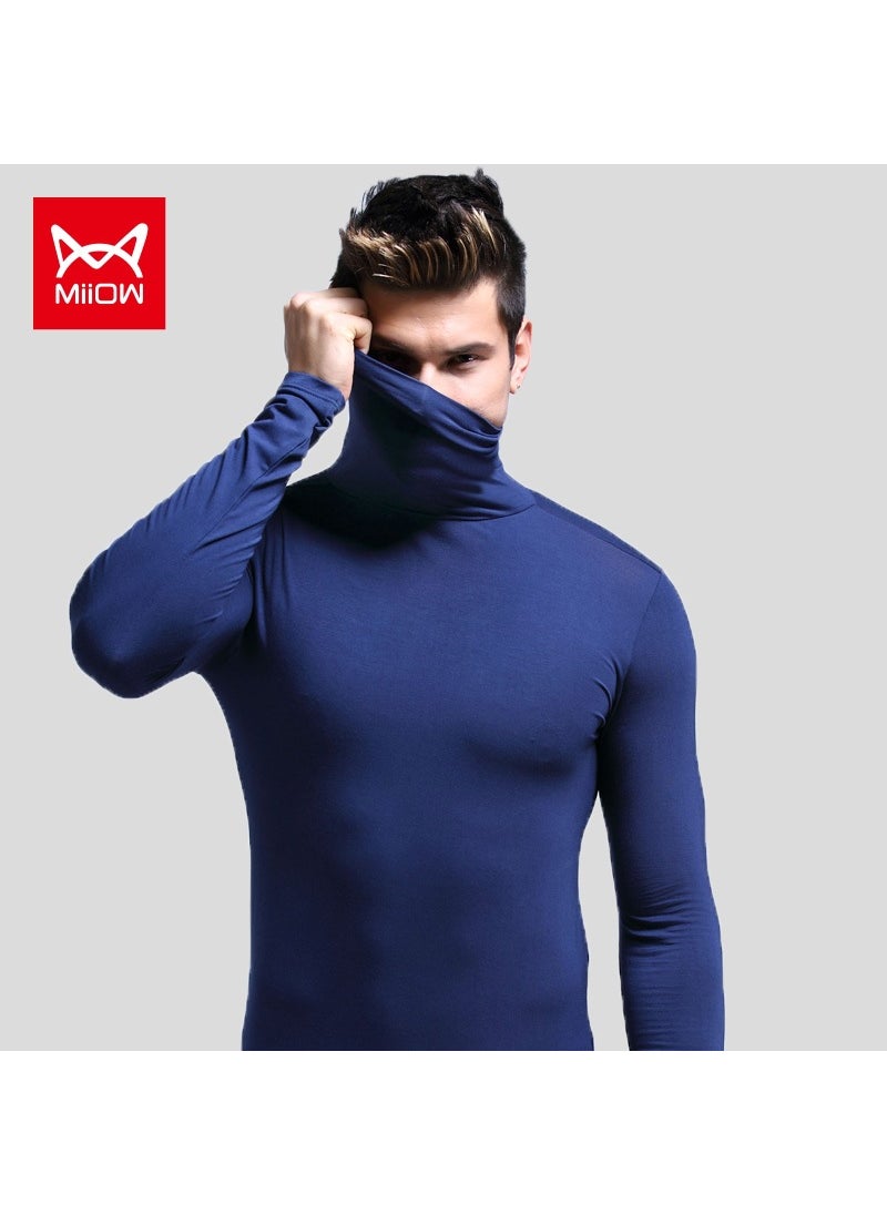 Catman mens autumn clothes half turtleneck thermal underwear undershirt thin inner wear slim-fit long sleeve versatile comfortableSapphire Blue Sapphire Blue