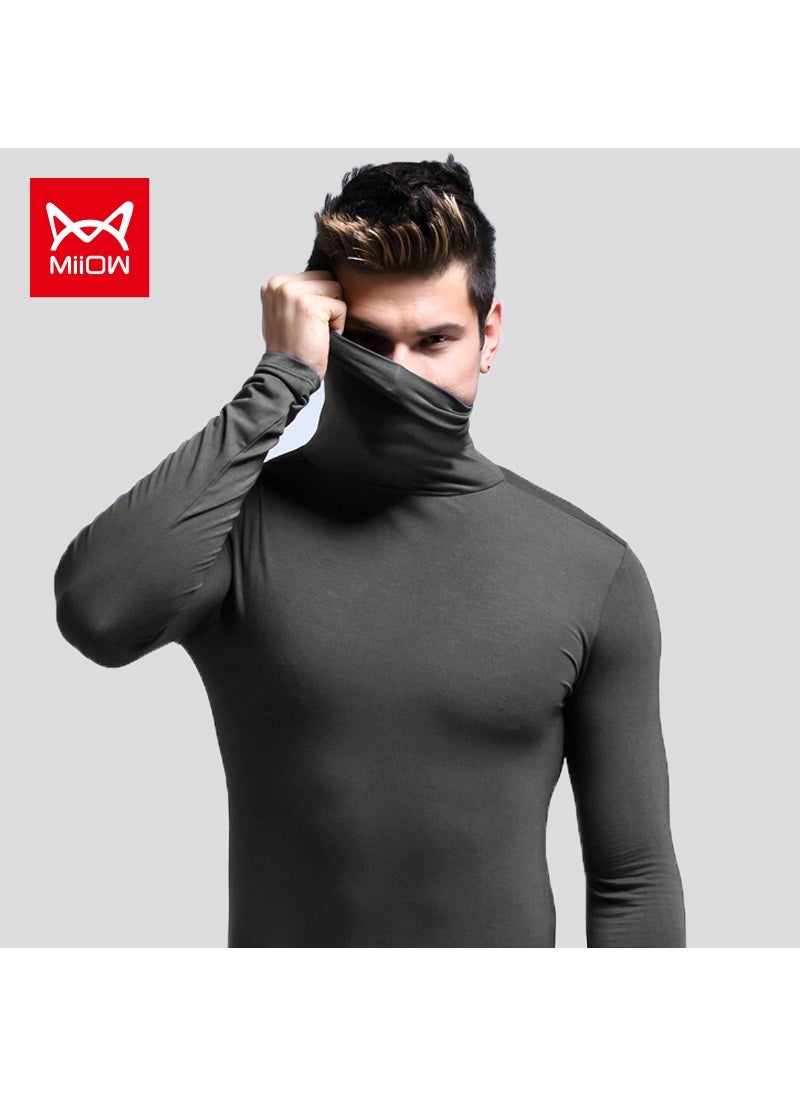 Catman mens autumn clothes half turtleneck thermal underwear undershirt thin inner wear slim-fit long sleeve versatile comfortableGray Gray