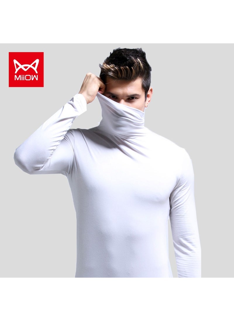 Catman mens autumn clothes half turtleneck thermal underwear undershirt thin inner wear slim-fit long sleeve versatile comfortableWhite White