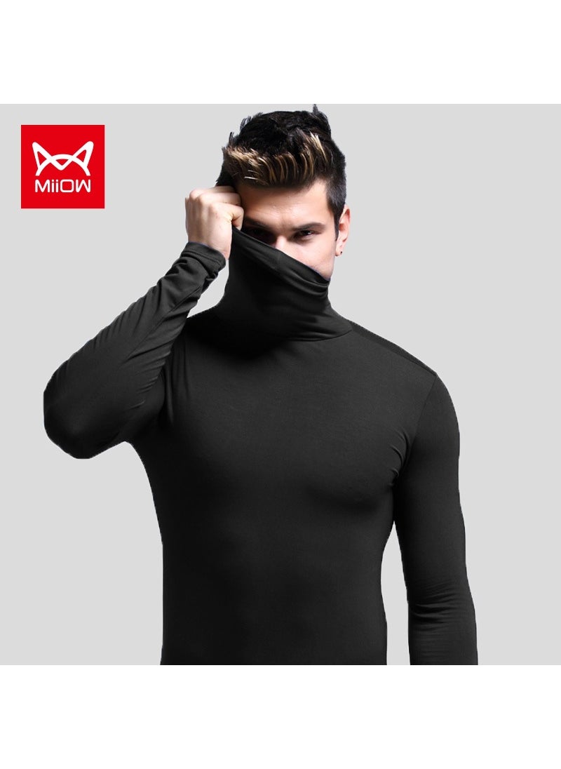 Catman mens autumn clothes half turtleneck thermal underwear undershirt thin inner wear slim-fit long sleeve versatile comfortableBlack Black