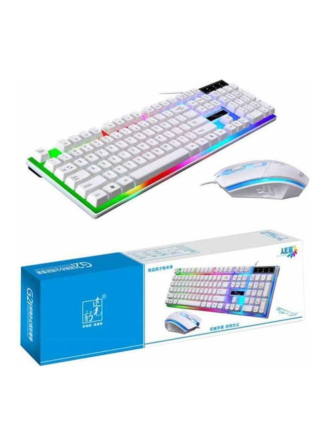 High Quality G21 Wired LED Gaming Keyboard With Mouse Set White