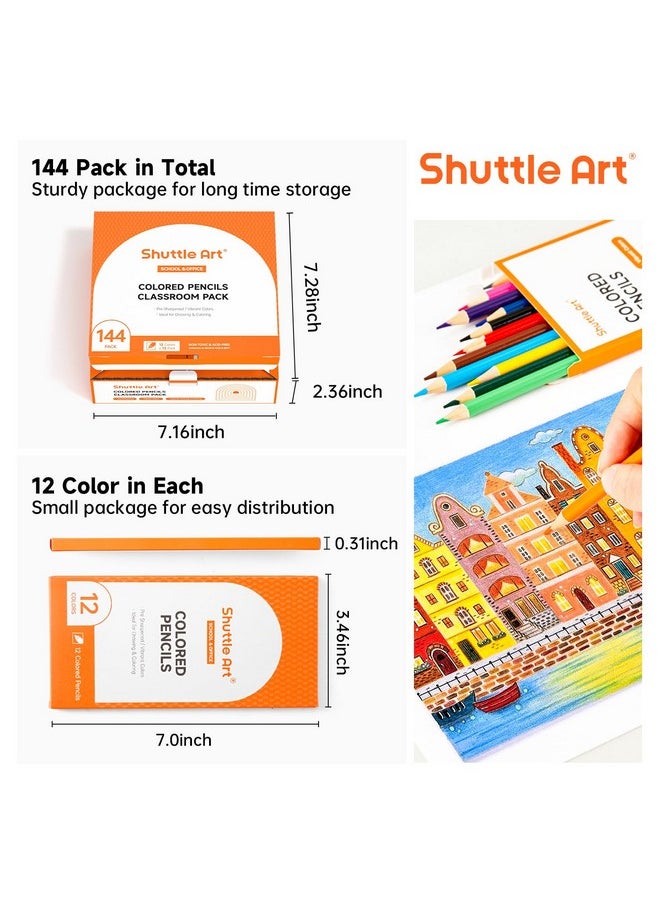 144 Pcs Colored Pencils Bulk, 12 Assorted Colors, Pack Of 12, Break-Resistant, Pre-Sharpened Colored Pencils For Kids, Bulk Pack School Supplies For Teachers & Students