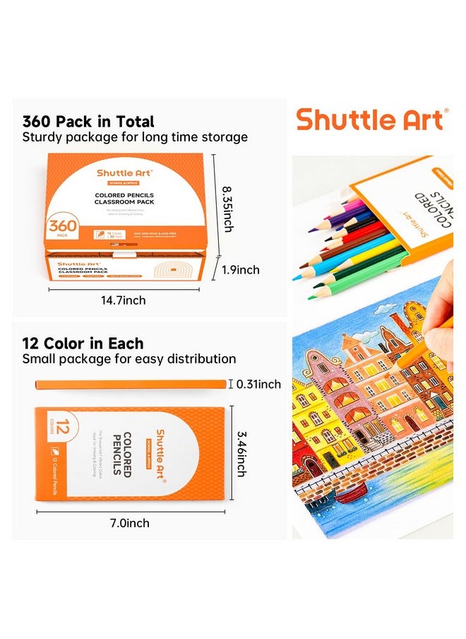 360 Pcs Colored Pencils Bulk, 12 Assorted Colors, Pack Of 30, Break-Resistant, Pre-Sharpened Colored Pencils For Kids, Bulk Pack School Supplies For Teachers & Students