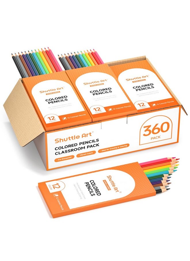 360 Pcs Colored Pencils Bulk, 12 Assorted Colors, Pack Of 30, Break-Resistant, Pre-Sharpened Colored Pencils For Kids, Bulk Pack School Supplies For Teachers & Students