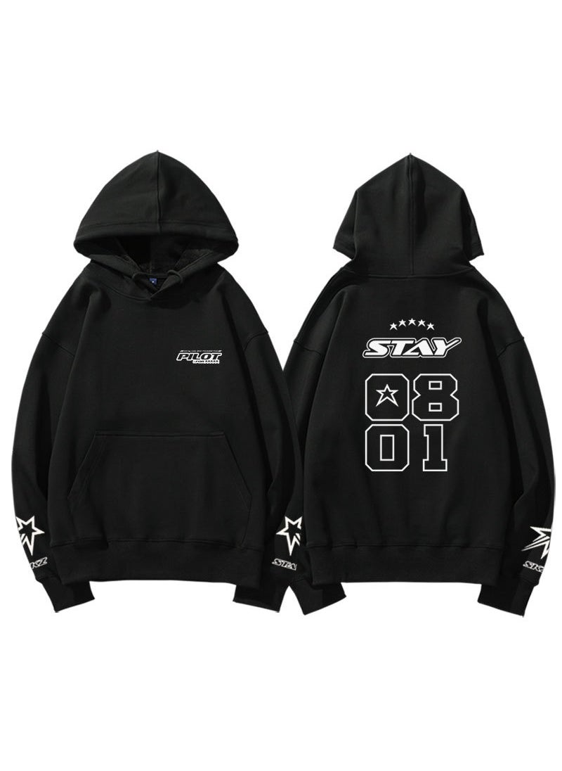 Stray Kids 3RD FM 5STAR Hoodie Sweatshirt Black thin