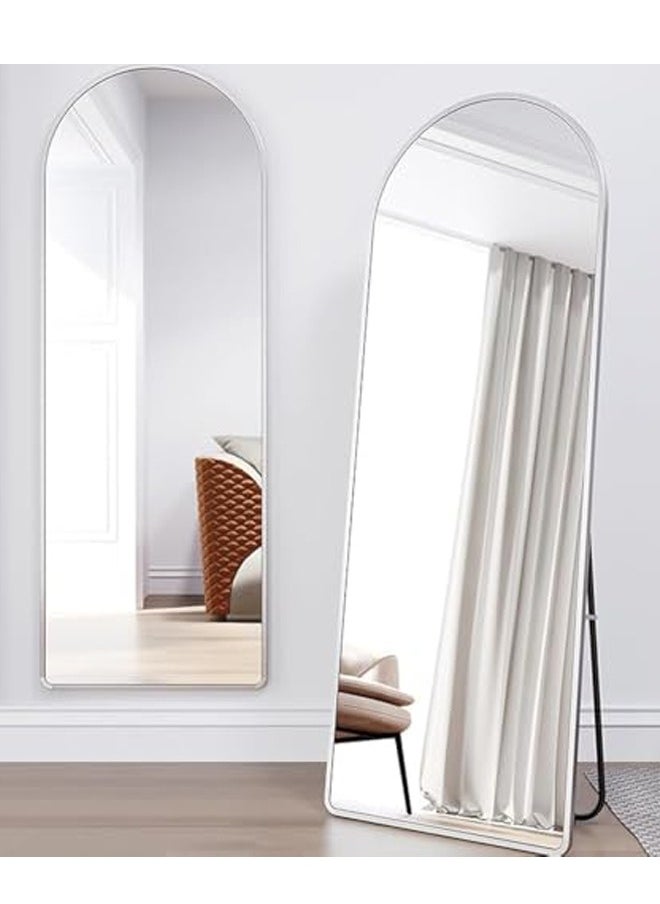 Arched Full Length Mirror, Floor Big Standing Mirror, Against Wall for Bedroom,Dressing and Wall-Mounted Thin Frame Mirror, Silver