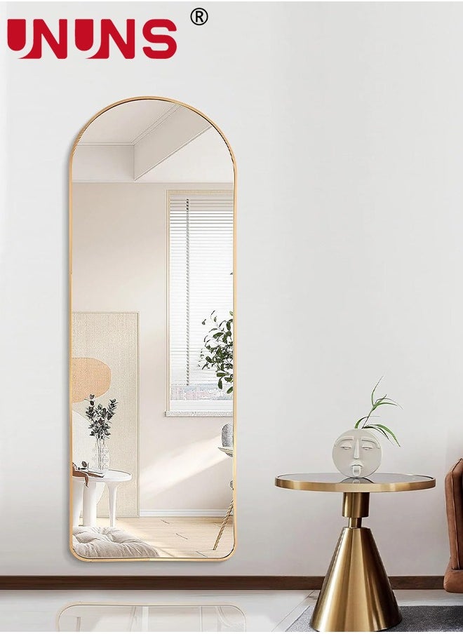 Full Length Mirror,30x120cm Arched Floor Mirror,Glassless Mirror Full Length with Stand,Floor Mirror Freestanding,Wall Mounted Mirror for Living Room,Gold